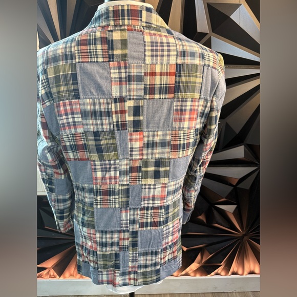 Classic Fit Chambray-Madras Patchwork Sport Coat in Cotton - Picture 3 of 5